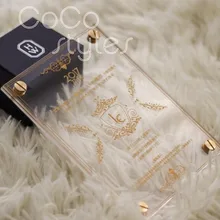 Cocostyles пользовательские роскошные двухслойные Шелкография Прозрачный Акриловый свадебные приглашения с заклепками для щедрый свадьба