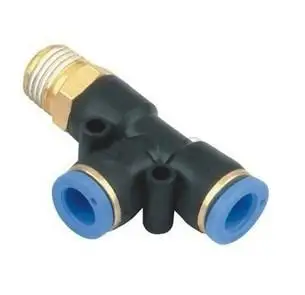 

5pcs Run Tee Push In To Connect Fitting Tube OD 1/4" X NPT 3/8" Quick Release
