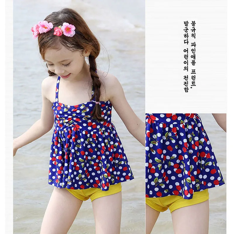 New Model Children's Swimming Suit Cute Baby Girl Swimwear 2 Piece Dots