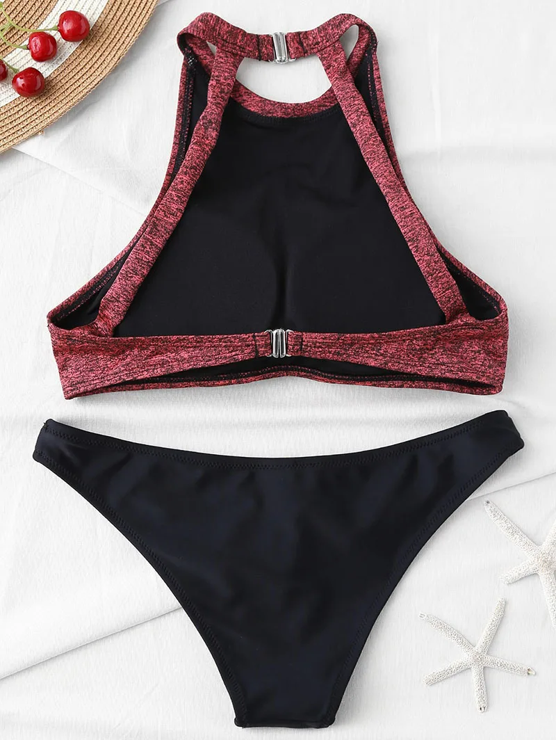 Online 2018 Hot Halter Neck Tankini Frauen Bikini Set Sexy Bademode Frauen Badeanzüge Yoga bh set Badeanzug Kaffee Grau Burgandy