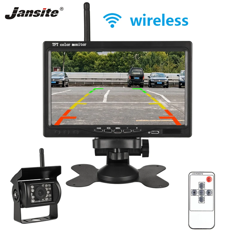 

Jansite 7" TFT LCD Car Monitor Wireless Wired Cameras Reverse Camera Parking System for Car Rear view Monitors remote control