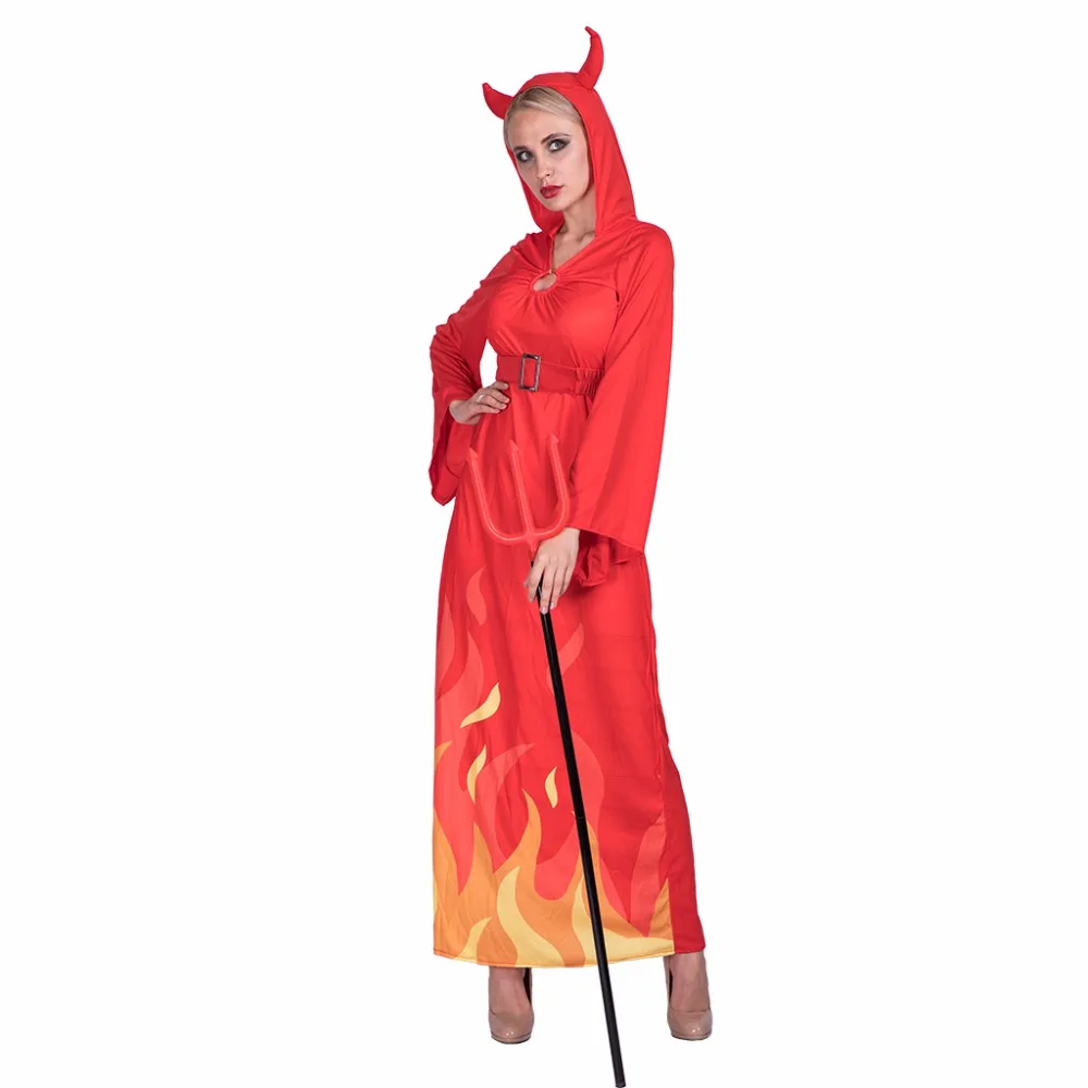 2017 hot sale fancy red fire printed long dress hooded adult party cosplay costume women flame devil woman halloween costume - Halloween Costume Fire 2017 hot sale fancy red fire printed long dress hooded adult party cosplay costume women flame devil woman halloween costume - Halloween Costume Fire