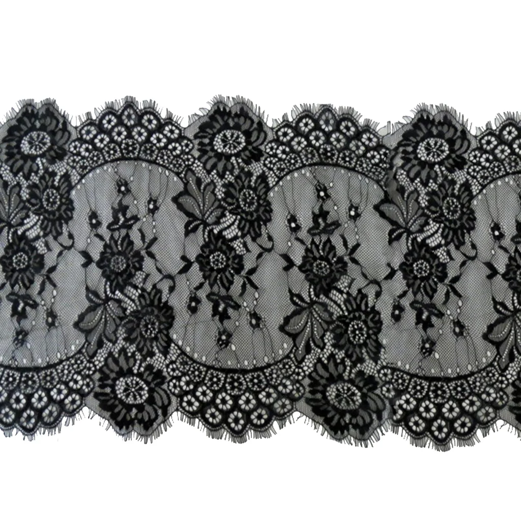 3 Yards Eyelash Lace Trim Ribbon Applique for Sewing Craft 33cm Wide Black White