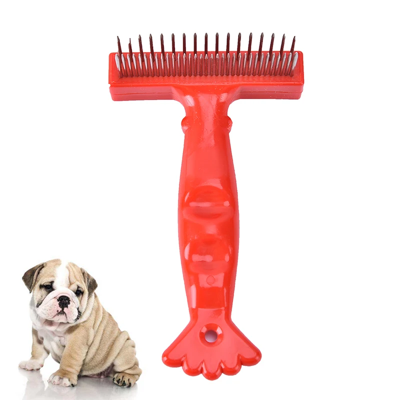 Undercoat Rake Brush Double Row Pet Comb Stainless Steel Pins Dog Cat