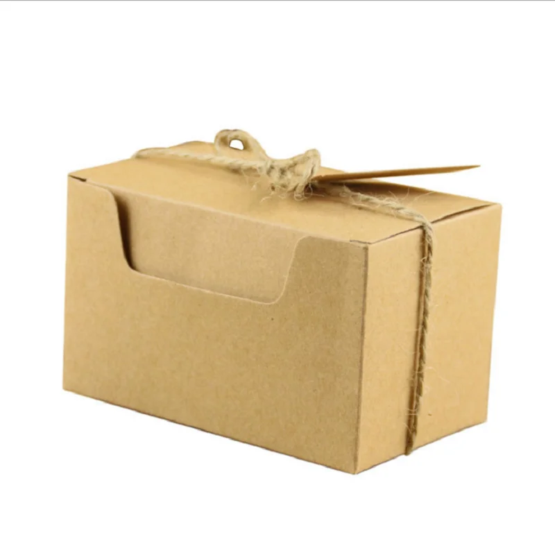 

100pcs Kraft Paper Candy Box Packaging Bag Baby Shower Wedding Favors and Gifts Box for Guests Cookies Boxes Party Supply