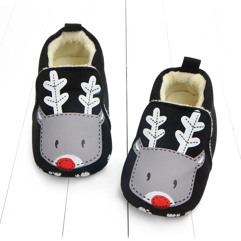 Новинка; милая детская обувь с героями мультфильмов; Рождественская обувь в форме оленя для мальчиков и девочек; нескользящая обувь с пингвином для малышей