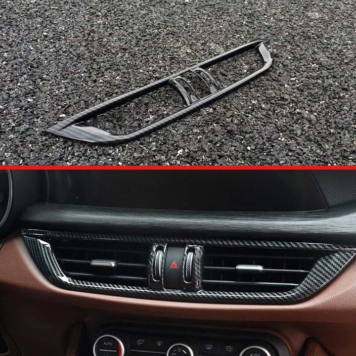 For Alfa Romeo Stelvio Car Accessories Carbon Fiber Style Air Vent Outlet Cover Dashboard Trim - Название цвета: 1 PCS