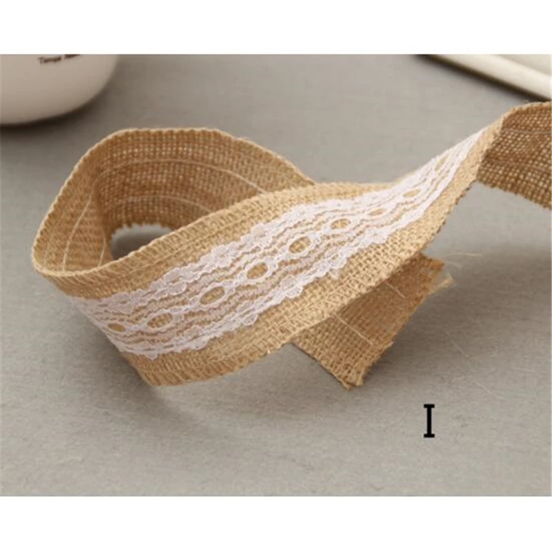 2Meter/Pcs Width 5cm Jute Burlap Rolls Hessian Ribbon With Lace Vintage Rustic Wedding Decoration Ornament Burlap Wedding Favor
