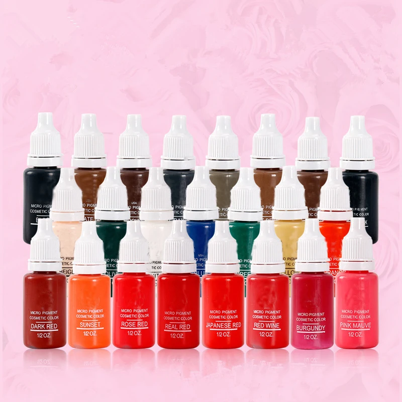

7 pieces/bag permanent makeup tattoo eyebrow pencil and eyeliner brush and lipstick microink lasting 15 ml of cosmetics