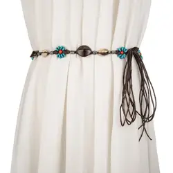 Деревянная Пряжка платье пояс для женщин Повседневное женский Плетеный широкий ремень женский повседневного дизайна из плетеной ткани