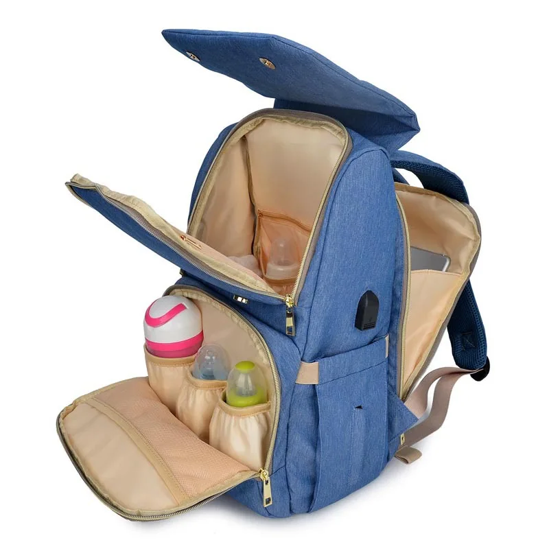 

2019 Baby Diaper Bag With USB Interface Large Capacity Waterproof Maternity Baby Stroller Backpacks Fashion Care Cots Handbags