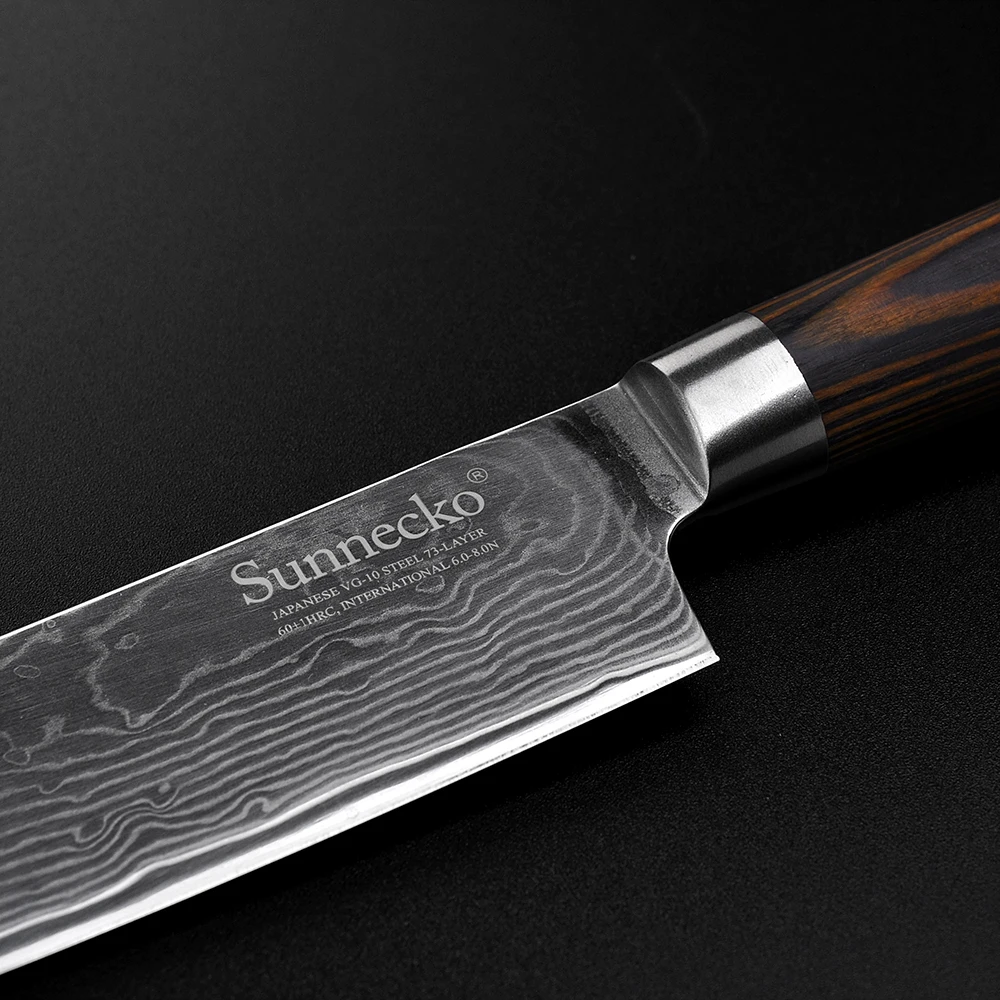 SUNNECKO " дюймов Santoku Ножи Кухня ножей шеф-повара режущие инструменты 73-Слои японский VG10 Дамаск Сталь Sharp Цвет деревянной ручкой