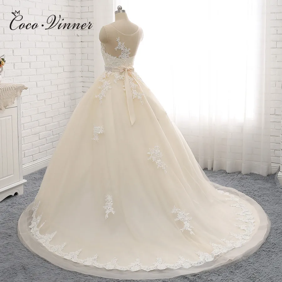 Иллюзия Назад вышитое арабское свадебное платье vestido de novia кружево с аппликацией и бисером принцесса тюль свадебное платье es W0047