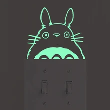 Мультфильм Тоторо светящийся Переключатель стикер s светится в темноте стикер на стену зеленый флуоресцентный стикер s для детской комнаты домашний декор