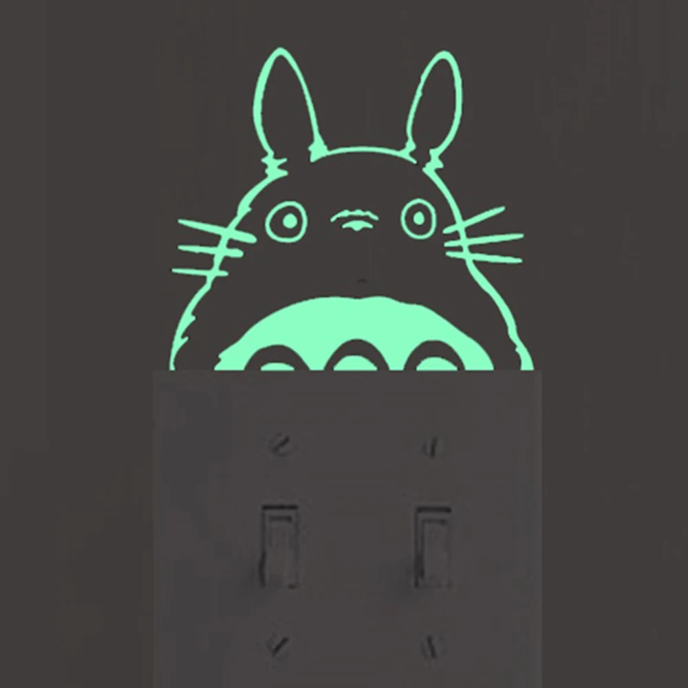 

Cartoon Totoroes Luminous Switch Stickers Glow in The Dark Wall Sticker Green Fluorescent Stickers for Kids Rooms Home Decor