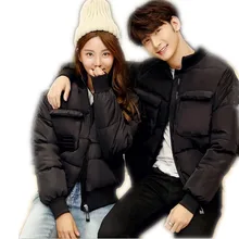 2017New Simple Winter Women & Men Down Cotton Short Jacket Parka Female Wide-Waisted Loose Thicken Cotton Couples Warm CoatCQ797