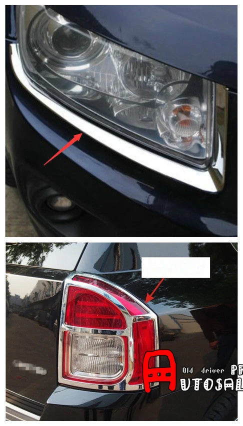 4 шт. хромированные передние фасветильник для Jeep Compass 2011 2012 2013 2014 2015|Хромирование| |