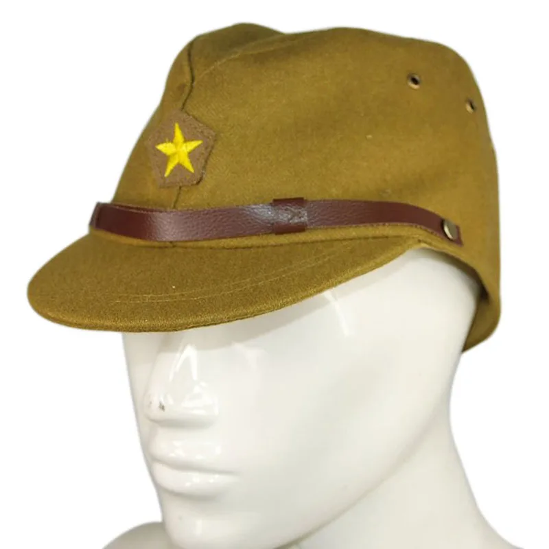Billig Vintage WW2 Japanischen Armee Offizier Feld Wolle Kappe Hut Armee Green Kampf Hut Militärischen Fans Sammlung Japanischen Armee Kappe Für männer BH