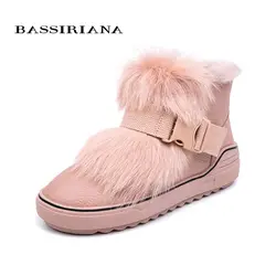 BASSIRIANA/2018 г. новые зимние женские теплые боты обувь женская плюшевая модная обувь с хлопковой подкладкой Белый Розовый Черный Цвет