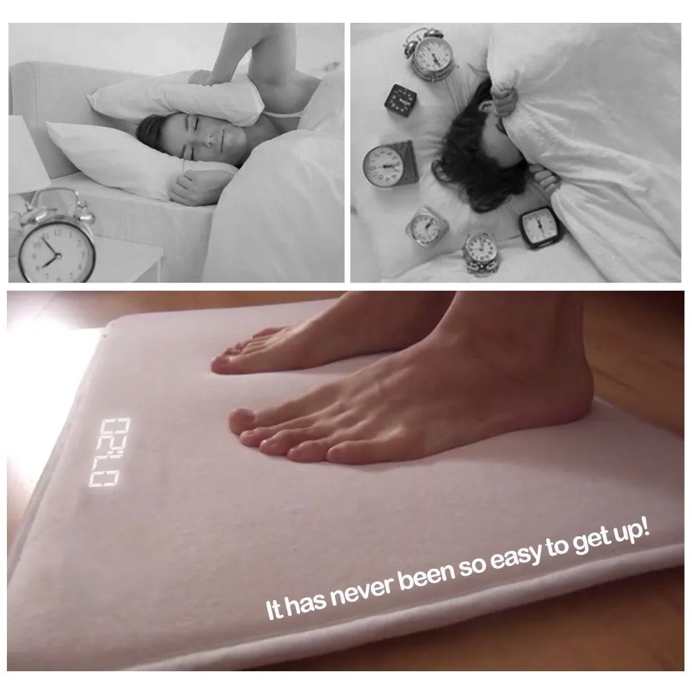 

Pressure Sensitive Rug Carpet Alarm Clock Alarm Clock Electronic Watch Nixie Clock For Kids Heavy Sleeper Home LED Smart Digital