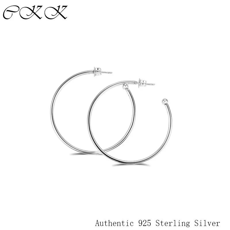 

Earring Hoops of Versatility Big Round 100% 925 Sterling Silver Stud Earrings for Women oorbellen kolczyki Lady Gift PFE142