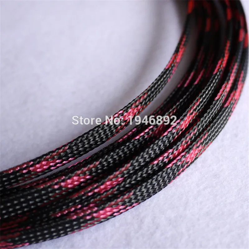 

1/5/10/50/200 Meters Black & Pink High quality 4mm Braided PET Expandable Sleeving High Density Sheathing Plaited Cable Sleeves