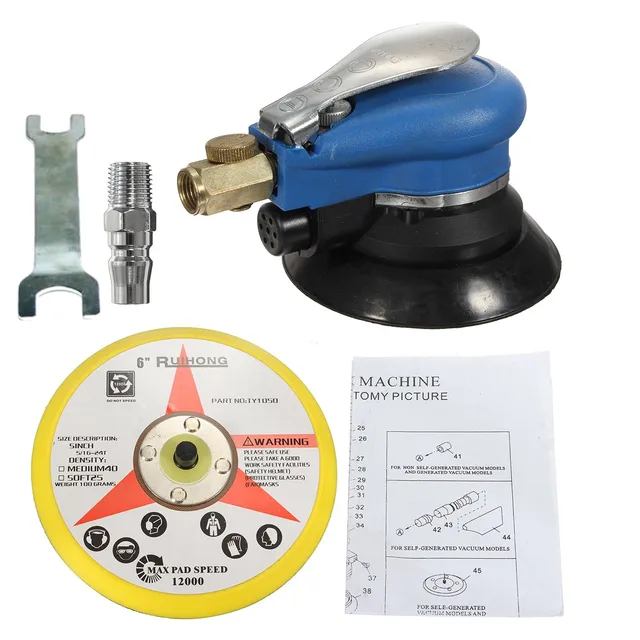 6 Inch 10000rpm Round Air P alm Orbital Sander Random for P alm Sander 150mm Dualable Action Auto Body Orbit DA Sanding