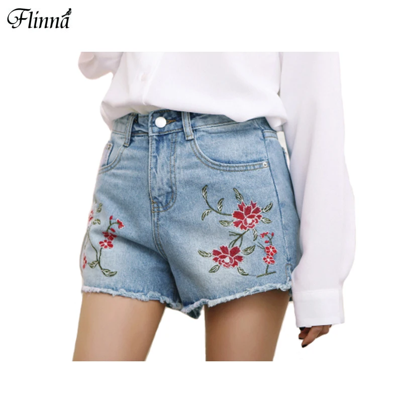 Buy One Get One Free Flinna 2017 Summer Women Floral Embroidery Jean 