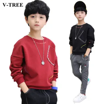 

2018 Autumn Boys Sweatshirts Long Sleeve T-shirts For Boy Children Shirts 3-12T Teenager Outerwear School Kids Tops Clothing