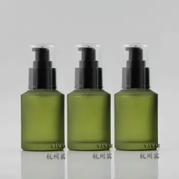 

60ml olive green frosted Glass lotion bottle with black plastic lotion pump,cosmetic packing,cosmetic bottle,packing for liquid