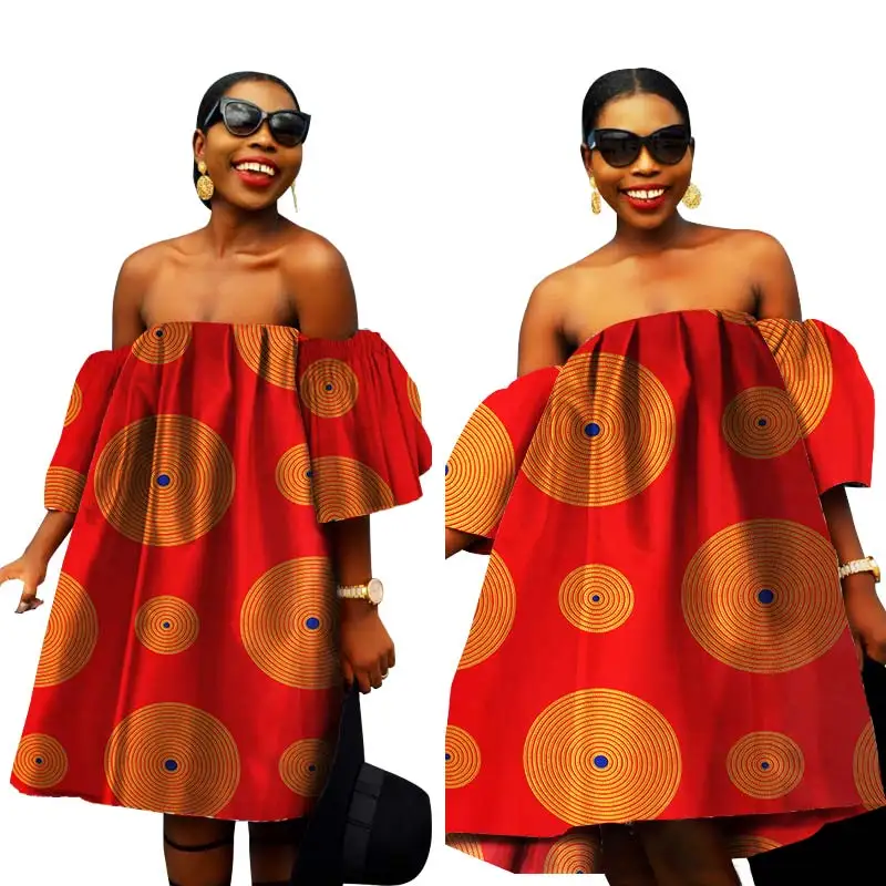 

2019 african dress for womans loose style african dresses print wax fabric mini dress fashion africa dress WY866