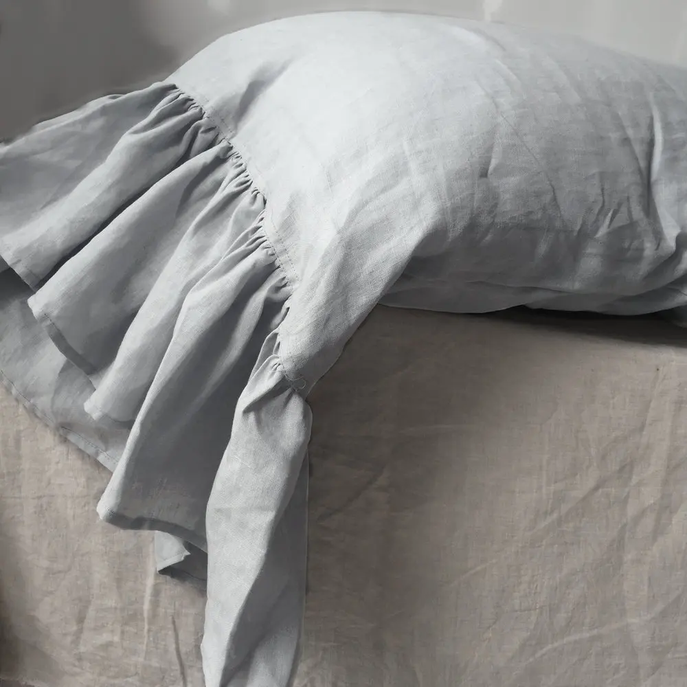 

Linen Pillowcase 100%French Linen American Village Mermaid Ruffle Pillow case ESASILK 1 Pcs