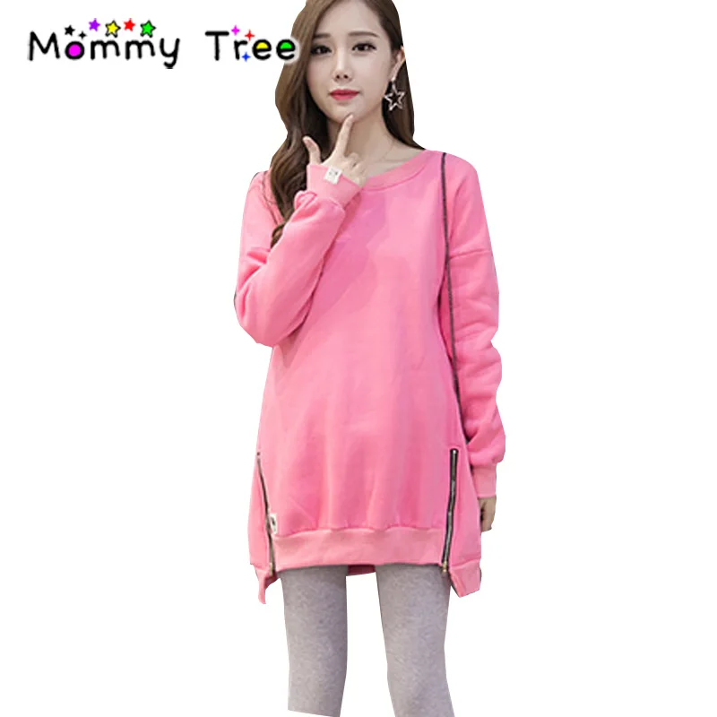2017 Winter Autumn Warm Maternity Hoodies for Pregnant Women Pink Plus