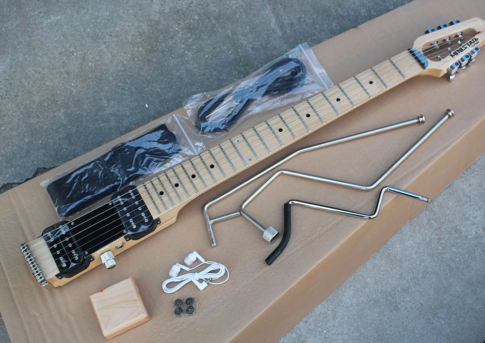 

MINI StarTravel Electric Guitar with HHPickups,Natural Wood Color,Chrome Hardwares,offering customized services