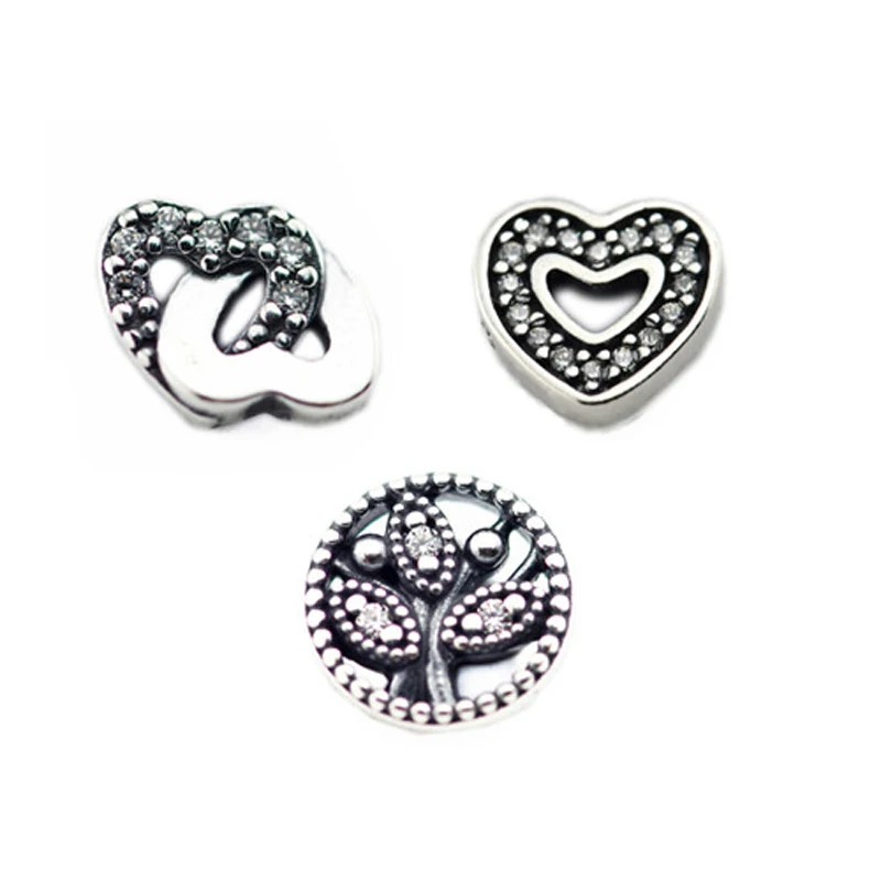 

3PCS/Lot Interlocked Hearts Family Tree Petites Pack Charms Small Beads Suitable DIY Box Floating Locket Necklace Fine Jewelry