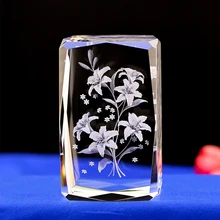 Лилии Лазерная Гравировка Кристалл Ночной свет светодио дный Кристалл светодиодный свет для детской комнаты безопасный сон свет