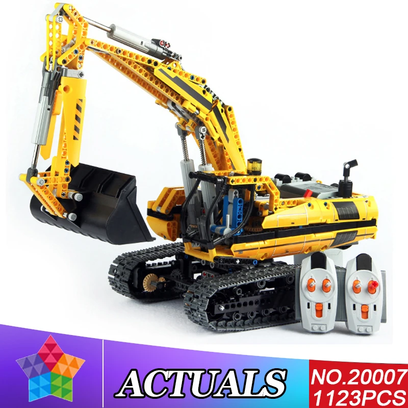 

LEPIN 20007 Technic Electric excavator Model Building Blocks Electric Motor Power Function Brick Toy Compatible Legoed With 8043