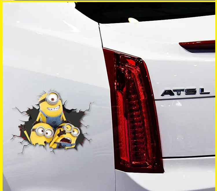 

Cute 3D minio Minions Despicable Bob Light Colorful Car Sticker Funny Car Stickers Styling Removable Decal