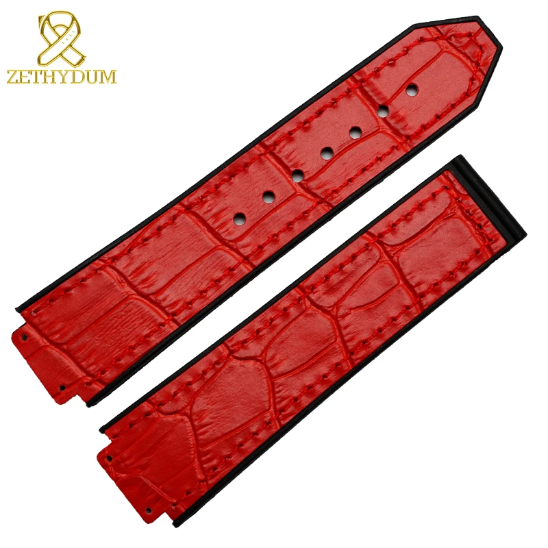 

Genuine leather watchband 22*15mm the bottom is silicone bracelet cowhide women watch strap wristwatches belt
