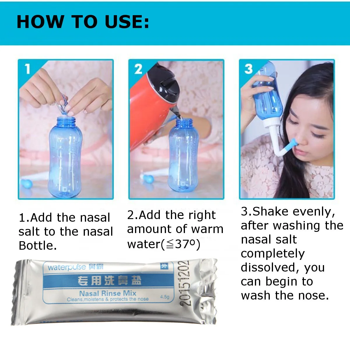 OBLOOM взрослые дети носовые мыть очиститель нос протектор очищает увлажняет избежать аллергического ринита Neti 500 мл 30 пакета(ов) из соль