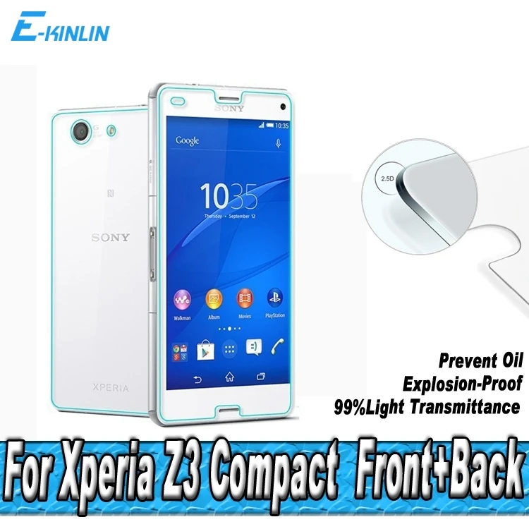 

Front + Back 0.26mm 2.5D Toughened Glass Film For Sony Xperia Z3 Mini Z3 Compact M55W Tempered Glass Screen Protector