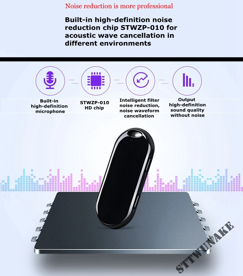STTWUNAKE professional Digital HD 58hours Mini hidden Voice Recorder Audio Recorder Dictaphone denoise long-distance