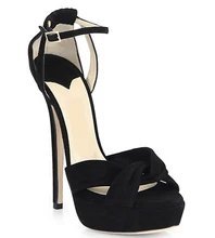 2016 Peep Toe Ankle Buckle Caged Heeled Platform Summer Sandals Suede Woman Shoes Concise Style Large Size Hot Sale