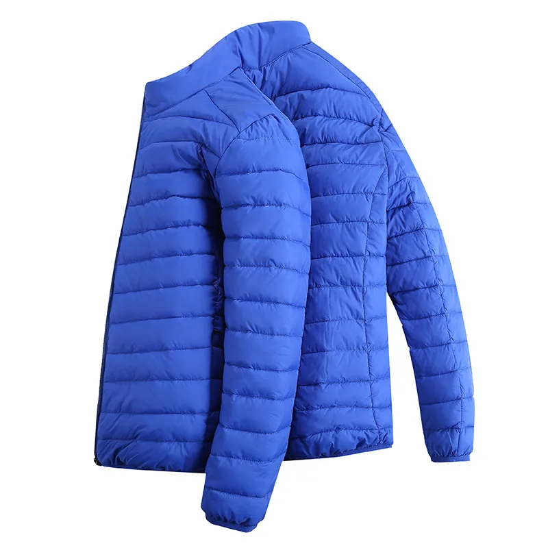 Осенне-зимняя повседневная ультратонкая куртка мужская теплая пуховая хлопковая парка пальто с капюшоном уличная дышащая куртка-бомбер водонепроницаемые куртки - Цвет: Blue Stand