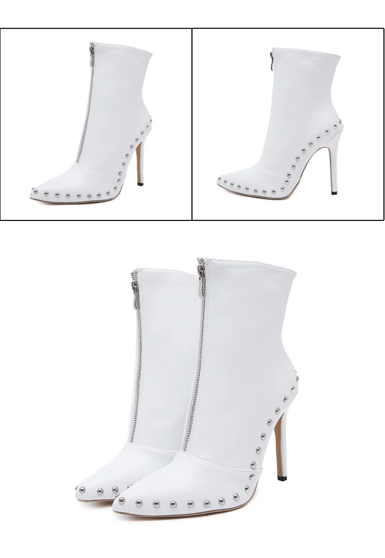 JINJOE/обувь; женские зимние ботильоны; туфли-лодочки на высоком каблуке; женские туфли-лодочки на шпильке; модные растягивающиеся ботинки на молнии со звездами; туфли-лодочки в гладиаторском стиле