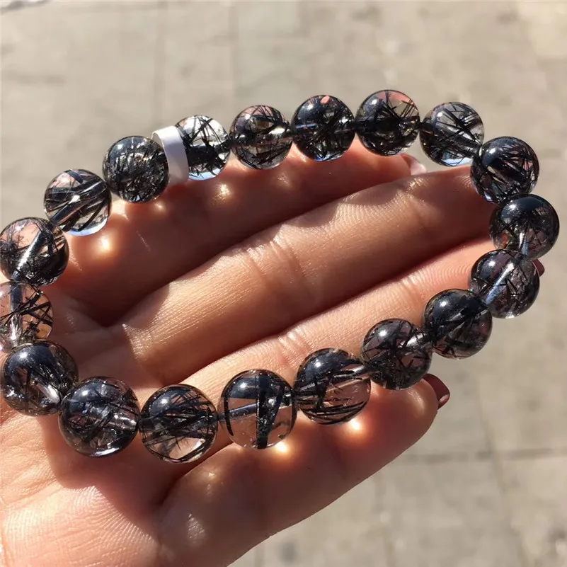 Natural Black Hair Rutilated Quartz Stone Bracelet (1)