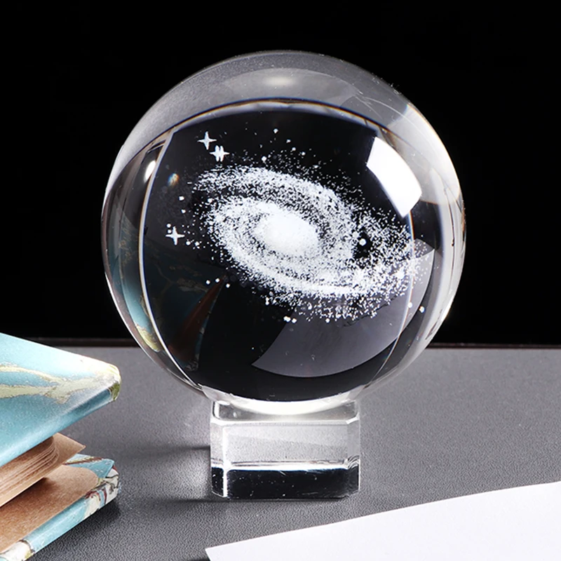 3D Laser Engraved Galaxy Crystal Ball Astronomy Sphere Glass Ball