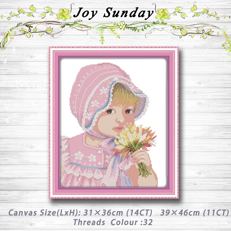 

The girl and flowers cartoon painting dmc 14CT 11CT counted cross stitch kits embroidery set Needlework Set chinese cross stitch