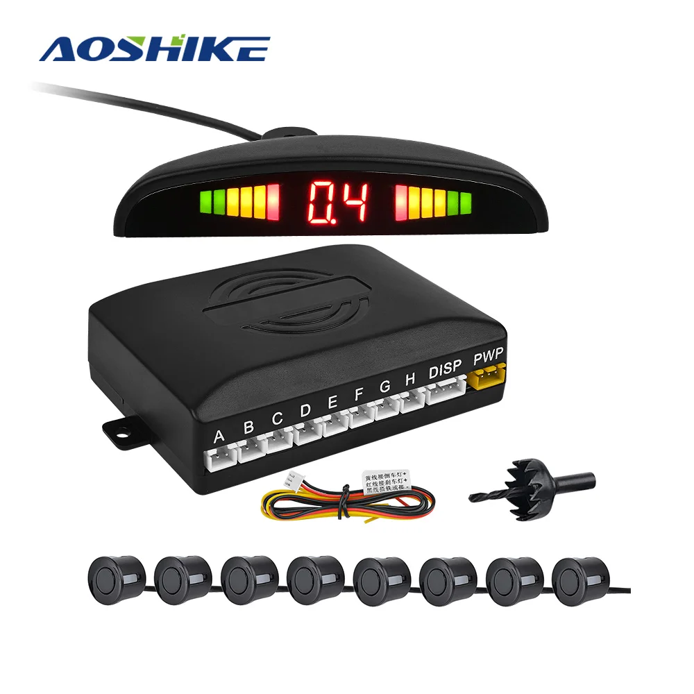 

AOSHIKE Buzzer Car LED Parking System Sensor with 6 8 Sensors Reverse Backup Car Parking Radar Monitor Display 22MM With Front