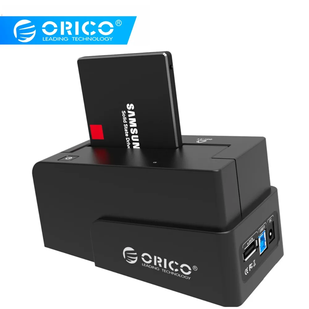 ORICO 2,5/3,5 дюймов внешний жесткий диск Док-станция супер Скорость USB3.0 и порт eSATA HDD Чехол, украшенное мозаикой из драгоценных камней, 12V Мощность адаптер Корпус для жесткого диска